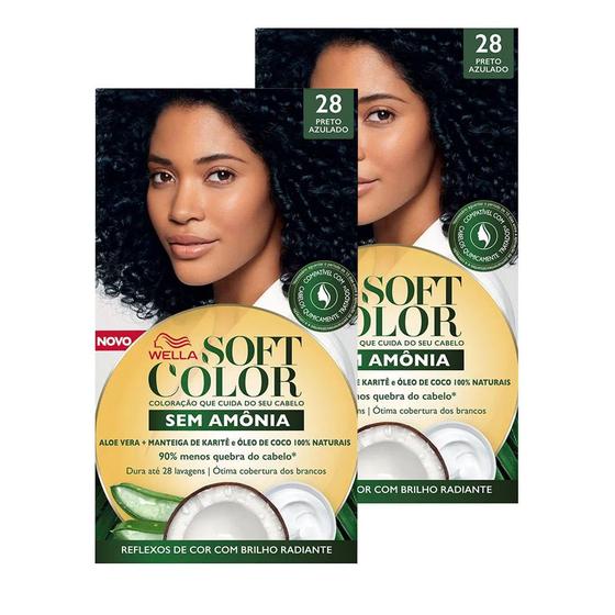 Imagem de Tintura Soft Color Sem Amônia Preto Azulado 28 Kit  Kit com duas unidades