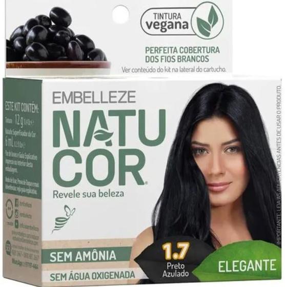 Imagem de Tintura Vegana Natucor Preto Azulado 1.7 Embelleze Sem Amônia