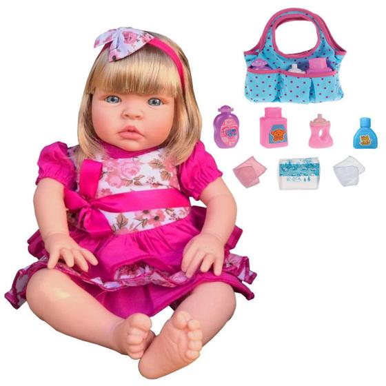 Imagem de Tipo Boneca Bebê Reborn 912 Silicone Pano C/ Bolsinha Maternidade