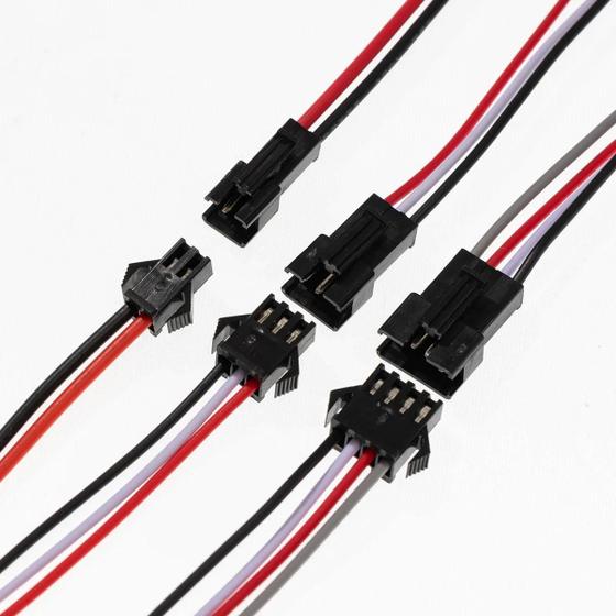 Imagem de Tira de LED RGB 5050/3528 - Conectores 1 a 50 Pares (2, 3 e 4 Pinos) - WS2801, APA102, WS2815, WS2813, SM, JST