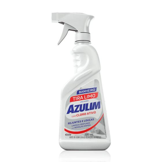 Imagem de Tira Limo com Cloro Ativo Spray Azulim 500ml - Limpeza Profunda e Proteção Antibacteriana para Banheiros, Cozinhas e Áreas Externas