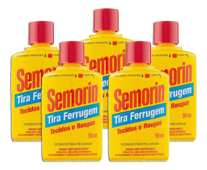 Imagem de Tira Manchas Detergente Anti Ferrugem Semorin Kit 5