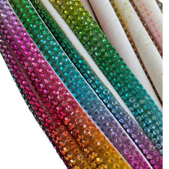 Tira manta de strass meia cana em metro - Cristal