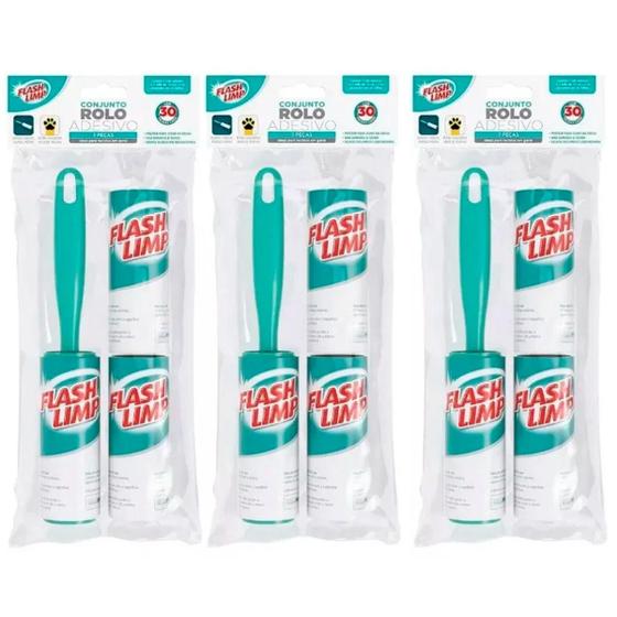 Imagem de Tira Pelo Bolinha De Roupa Fiapo Cabelo Rolo Adesivo Kit C/3