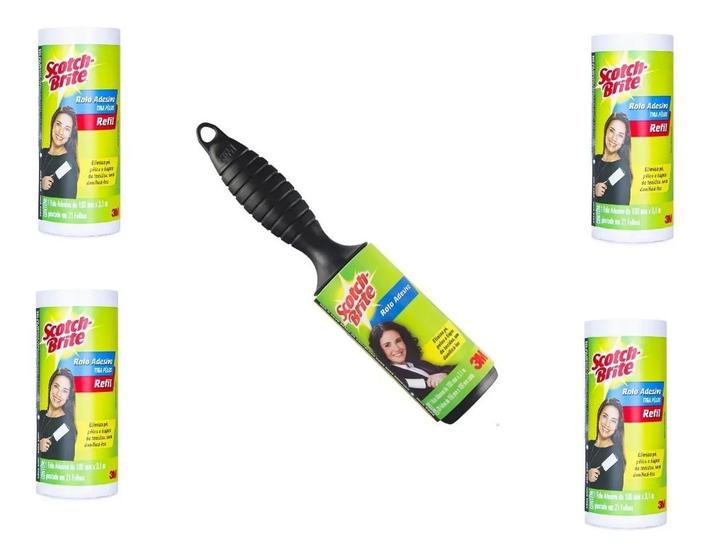 Imagem de Tira Pelo Rolo Adesivo Original Scotch Brite 100x3,1 3m Com 4 Refil