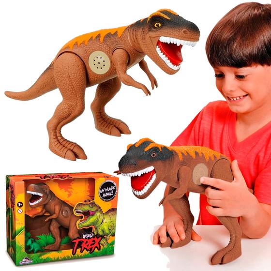 Imagem de Tirano Rex Brinquedo Boneco Dinossauro Com Sons Rugido - Adijomar Brinquedos