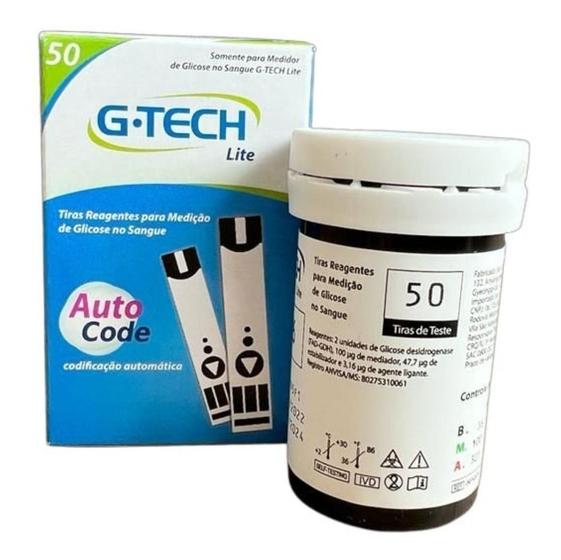 Imagem de Tiras Glicemia Glicose C/50 Unidades Gtech Lite Auto Code 