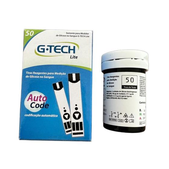 Imagem de tiras glicemia glicose lite gtech kit c/100 unidades auto code