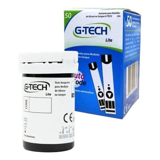 tiras reagentes gtech free lite para medição glicemia 50 unidades g