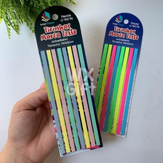 Imagem de Tirinhas Marca Texto Autoadesivo 140x5mm Pacote c/ 160 folhas - Interponte / WX Gift
