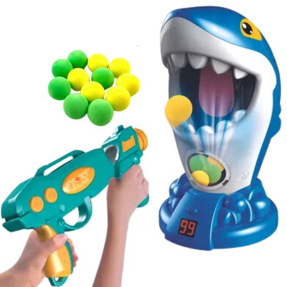 Imagem de Tiro Ao Alvo Mira Certa Tubarão Brinquedo Com Pistola e Bolinha