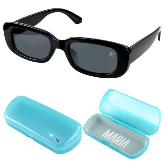 Imagem de Título 12: oculos sol praia social vintage proteção uv + case retangular delicado luxo estiloso moda