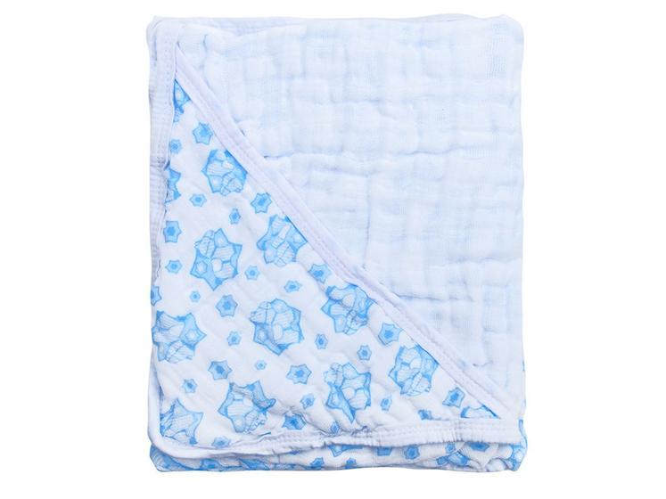 Imagem de Toalha Banho Bebe Com Capuz Azul Claro Cavalinho Macia 85cmx85cm 100%  Algodão