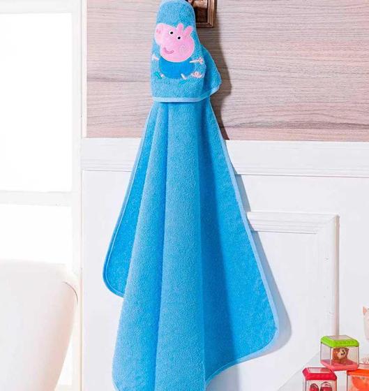 Imagem de Toalha Bordada com Capuz 80cm x 80cm Peppa Pig George - Baby Joy