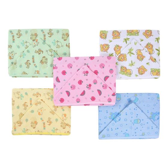 Imagem de Toalha Com Capuz 100% Algodão 70x90cm Para Bebe - Kit Com 3