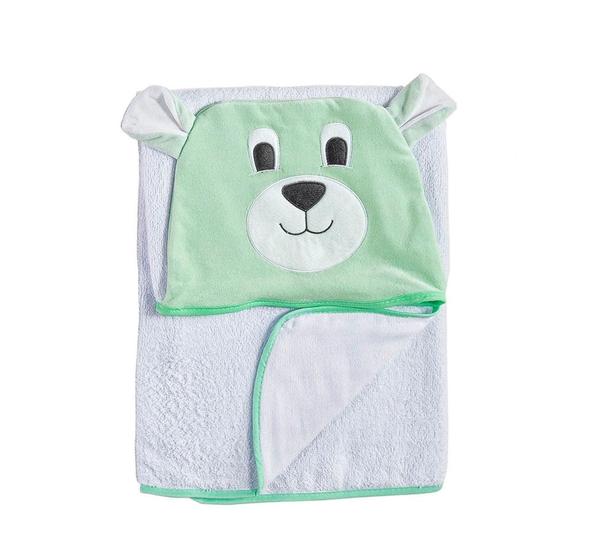 Imagem de Toalha com Capuz para Bebê Menino Bichos - Urso Verde - PRONTA ENTREGA - Happy Baby