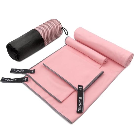 Imagem de Toalha de acampamento Eunzel Quick Dry Microfiber, tamanho 3, pacote com 1 rosa