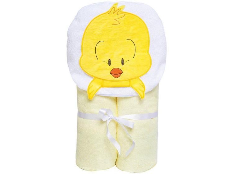 Imagem de Toalha de Banho Bebê com Capuz Bordada - 100% Algodão Amarelo Papi Toys Pintinho