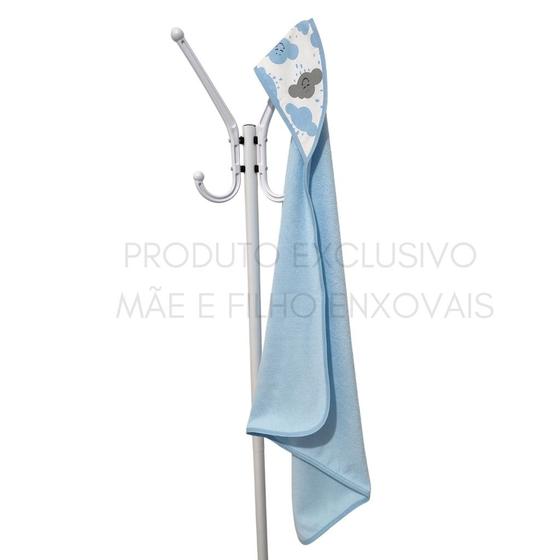 Imagem de Toalha de Banho Bebê Dupla Face com Capuz Estampado Forrado Super Absorvente 70x70 cm - Mãe e Filho Enxovais