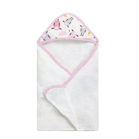 Imagem de Toalha de Banho Bebê Felpuda Com Capuz Rosa Ovelhinha