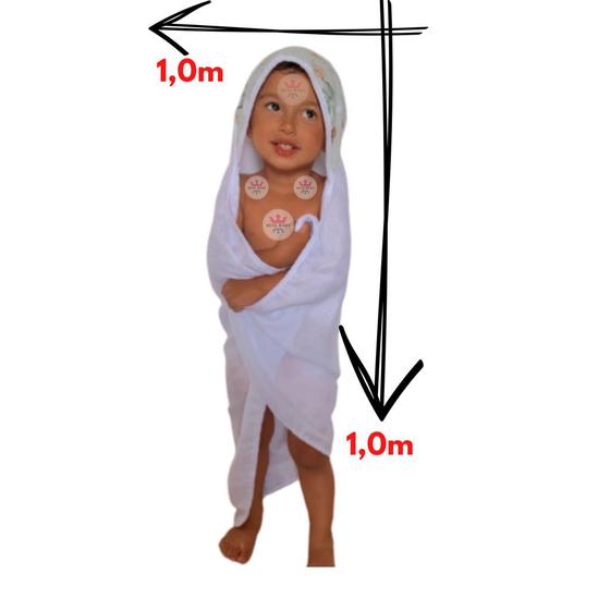 Imagem de Toalha de banho bebê FORRADA em 3 camadas com CAPUZ, LUXO fralda dupla nova américa 100% algodão, Tecido FELPUDO recém nascido.