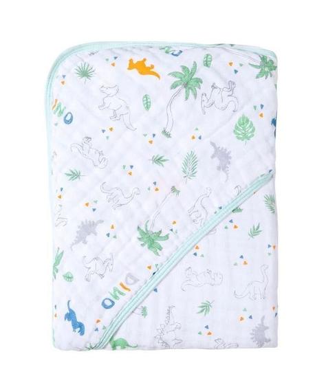 Imagem de Toalha De Banho Bebê Soft Com Capuz Dinossauro Papi 80x80cm