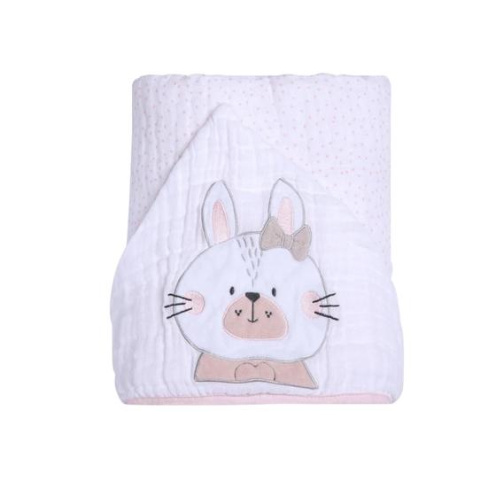 Imagem de Toalha de Banho Bebê Soft Fralda com capuz bordado Papi Friends 90cm x 75cm