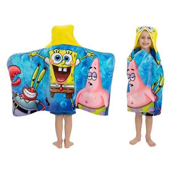 Imagem de Toalha de Banho com Capuz Franco Kids SpongeBob - Para Praia e Piscina