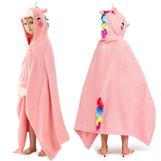 Imagem de Toalha de Banho com Capuz Joiedomi Unicorn - Algodão Macio para Crianças (3 a 10 anos)