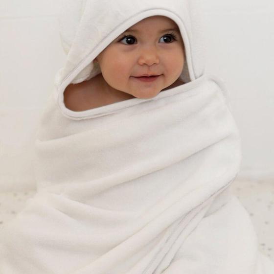 Imagem de Toalha De Banho Com Capuz Laço Bebê Comfort - Branco - A japonesa