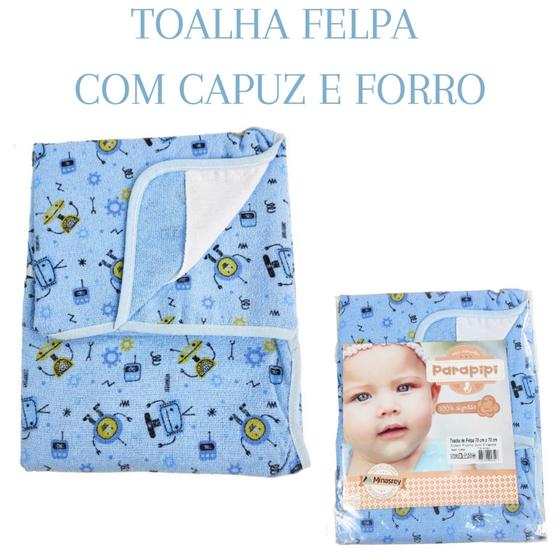 Imagem de Toalha de Banho de Bebê Felpuda Forrada Com Capuz