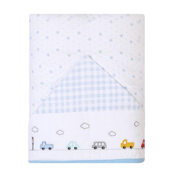 Imagem de Toalha de Banho Felpuda Bebê C/ Forro de Fralda Soft 90x70cm C/Capuz Bordado