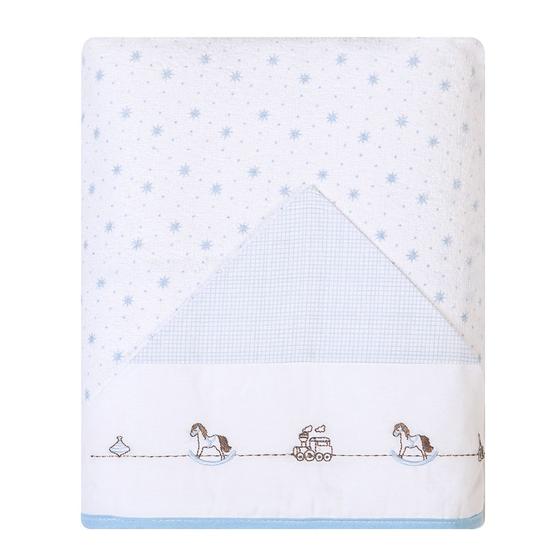 Imagem de Toalha de Banho Felpuda Bebê C/ Forro de Fralda Soft 90x70cm C/Capuz Bordado