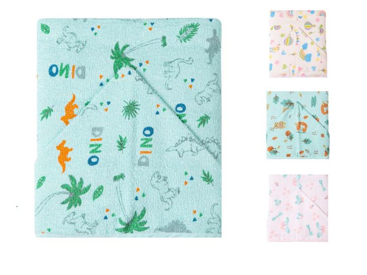 Imagem de Toalha de Banho Infantil Bebe Felpuda Com Forro Fralda e Capuz 100% Algodão 90cmx70cm Estampada Ideal Enxoval