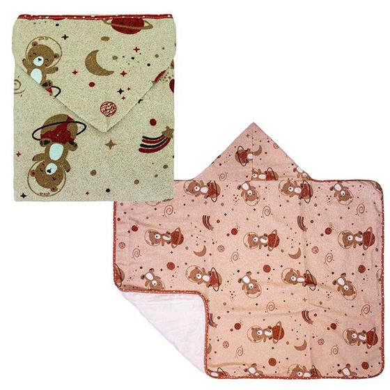 Imagem de Toalha De Banho Infantil Estampada Com Capuz Forro De Fralda 68X68 Incomfral Bublim