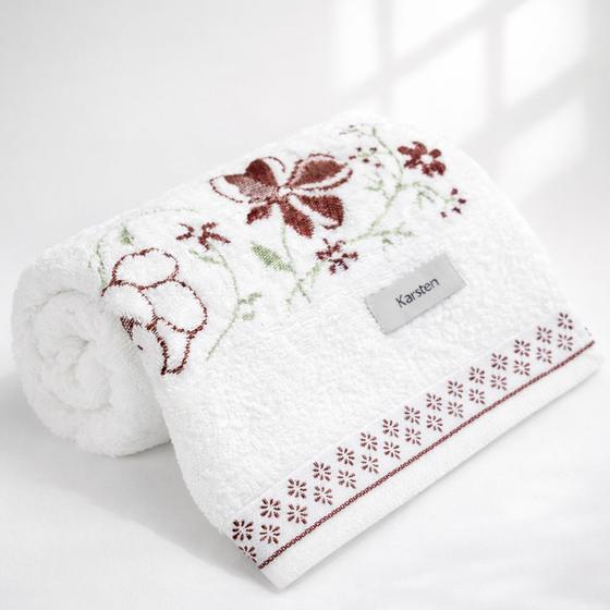 Toalha de Banho Karsten Yuna 100% Algodão - Barra Floral Brilho Grossa Macia Antipilling - 70 x 135