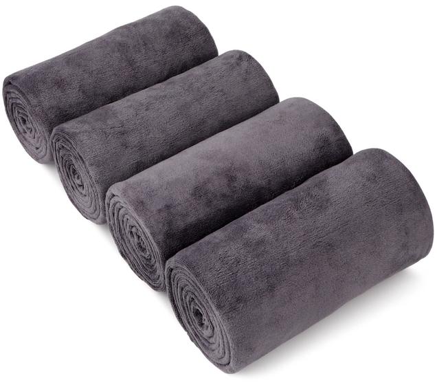 Imagem de Toalha de Banho Orighty - Pacote com 4 Microfibras Cinza (140x70cm) - Soft Feel