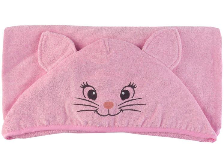 Imagem de Toalha de Banho para Bebê Teka com Capuz - 100% Algodão Kids Gata Rosa