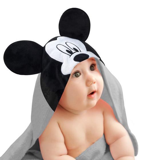 Imagem de Toalha de banho para bebês Lambs & Ivy Disney Mickey Mouse cinza de algodão