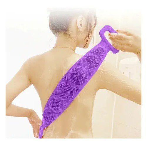 Imagem de Toalha de banho para uso doméstico, dispositivo de fricção de silicone para massagear as costas, para banho