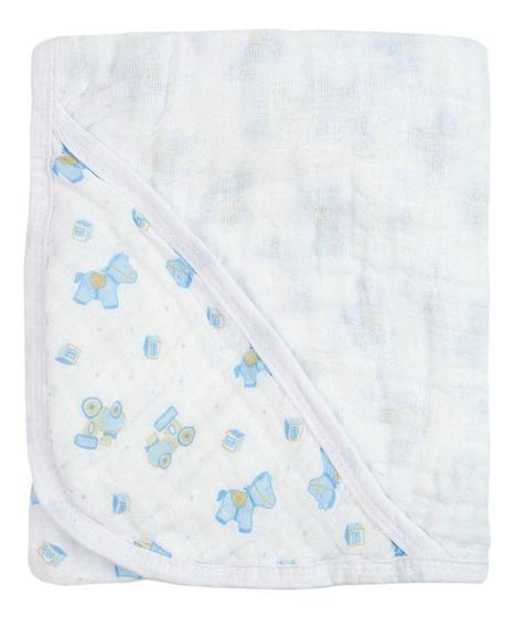 Imagem de Toalha de  Banho Soft Bebe Com Capuz 85cmx85cm Azul Macia 100%algodão - MINASREY