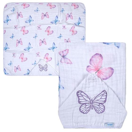Imagem de Toalha De Banho Soft Com Capuz Bordado Infantil Bebê Com Tecido De Fralda 80x90cm Incomfral Baby Joy