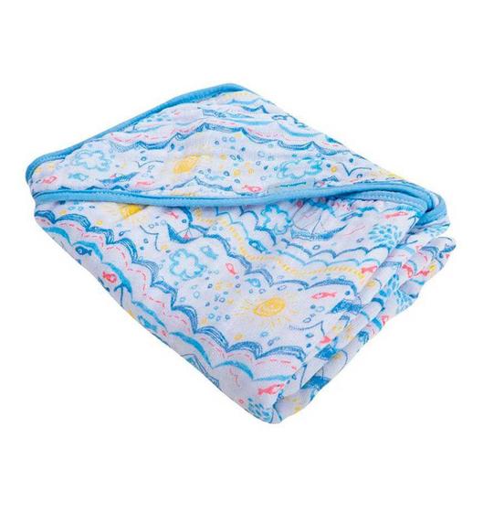 Imagem de Toalha de Banho Soft com Capuz de Canto 80cm x 80cm Estampado Barquinhos - Baby Joy