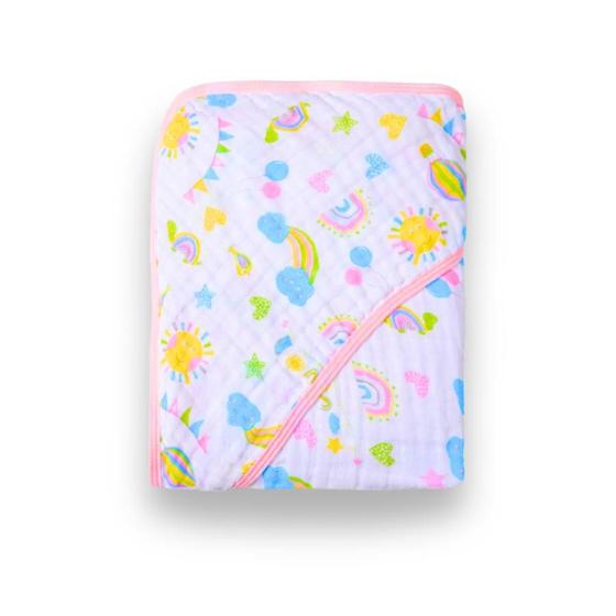 Imagem de Toalha De Banho Soft Especial Rosa C/ Capuz Estampada 80cm X 80cm Menina