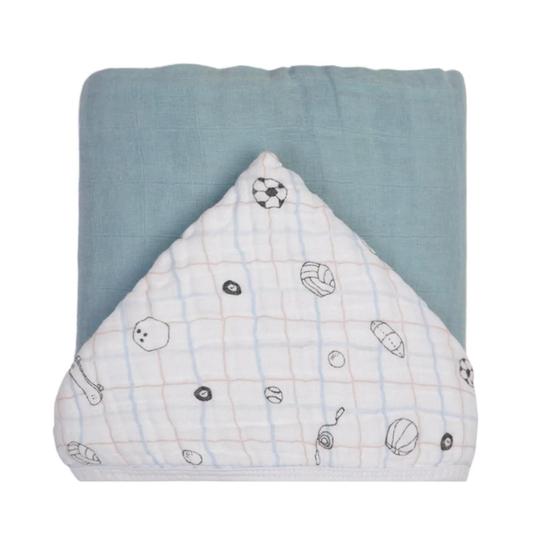 Imagem de Toalha De Banho Soft Premium Liso Papi Baby Com Capuz 90Cm X 70Cm 01 Unidade Esporte Xadrez 