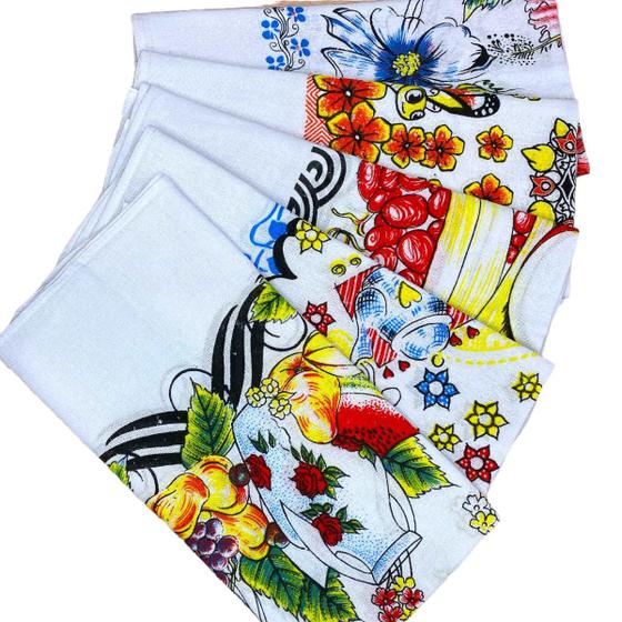 Imagem de Toalha De Chá Kit Com 6 Estampa Sortida 90x68cm 100% Algodão