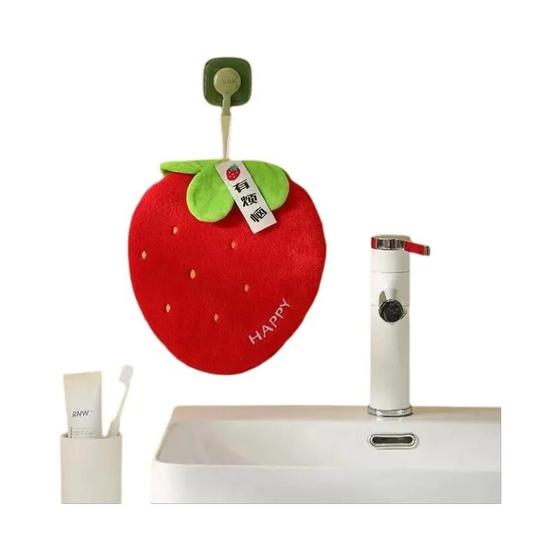 Imagem de Toalha de Mão de Coral Felpuda e Absorvente - Design Criativo com Estampa de Frutas para Cozinha e Banheiro