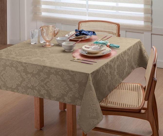 Imagem de Toalha De Mesa 10 Lugares Cor Avelã Tecido Jacquard 3,0M