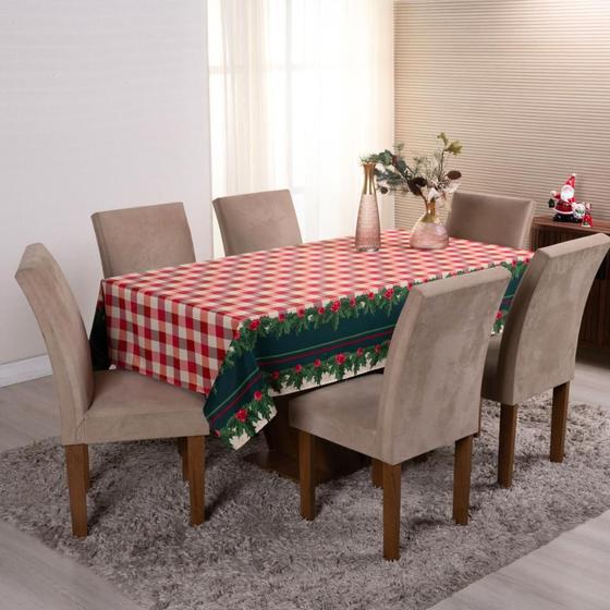 Imagem de Toalha de Mesa 10 Lugares Oxford Estampado Natal 3,00x1,45m Tecido