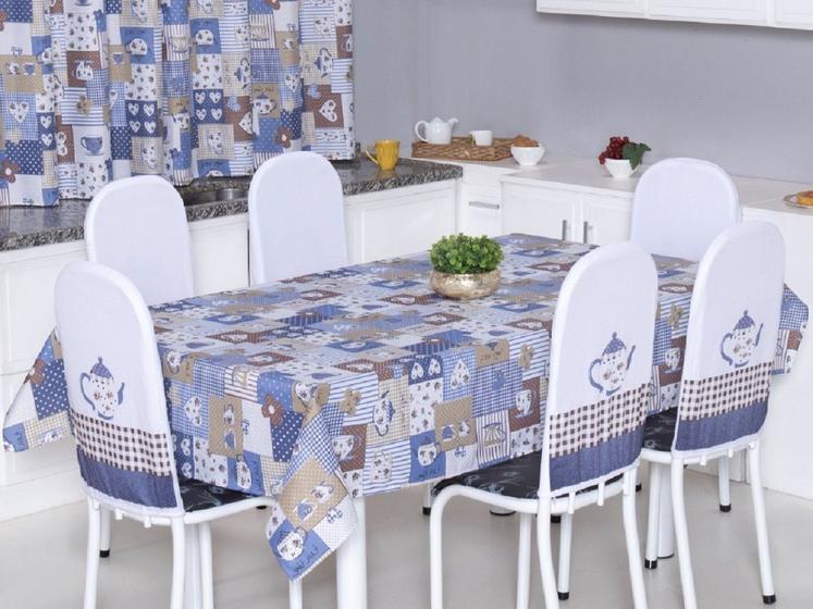 Imagem de Toalha de Mesa 12 Cadeiras 4,50 x 1,40 Mesa Posta Cozinha Sala de Jantar Oxford Estampada